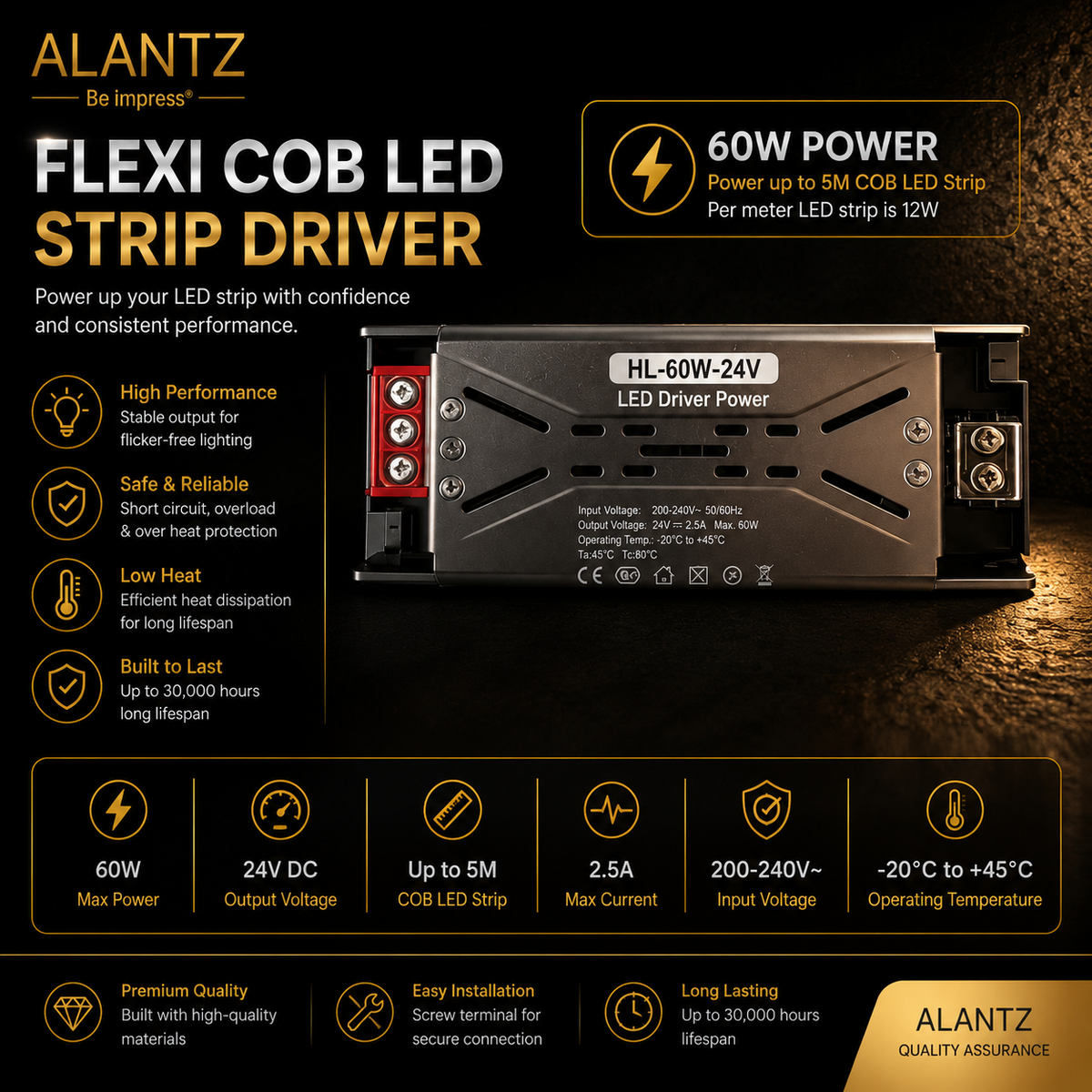 ALANTZ Flexi COB LED Strip for Cove Lighting (10m)