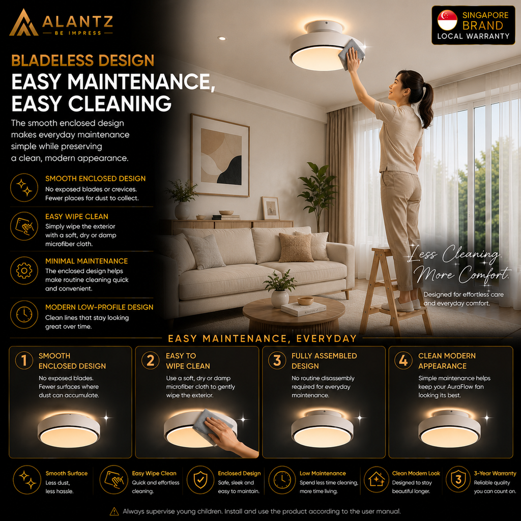 ALANTZ Aura-Flow Bladeless Ceiling Fan with Ambient LED