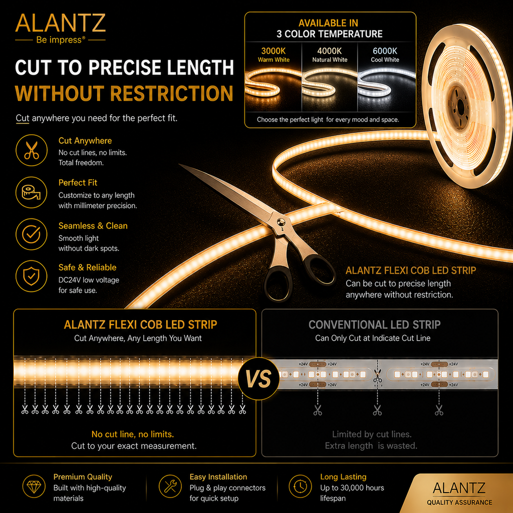 ALANTZ Flexi COB LED Strip for Cove Lighting (10m)