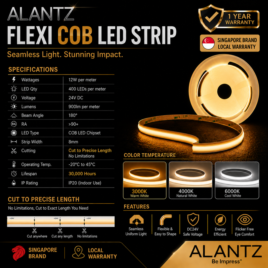 ALANTZ Flexi COB LED Strip for Cove Lighting (10m)